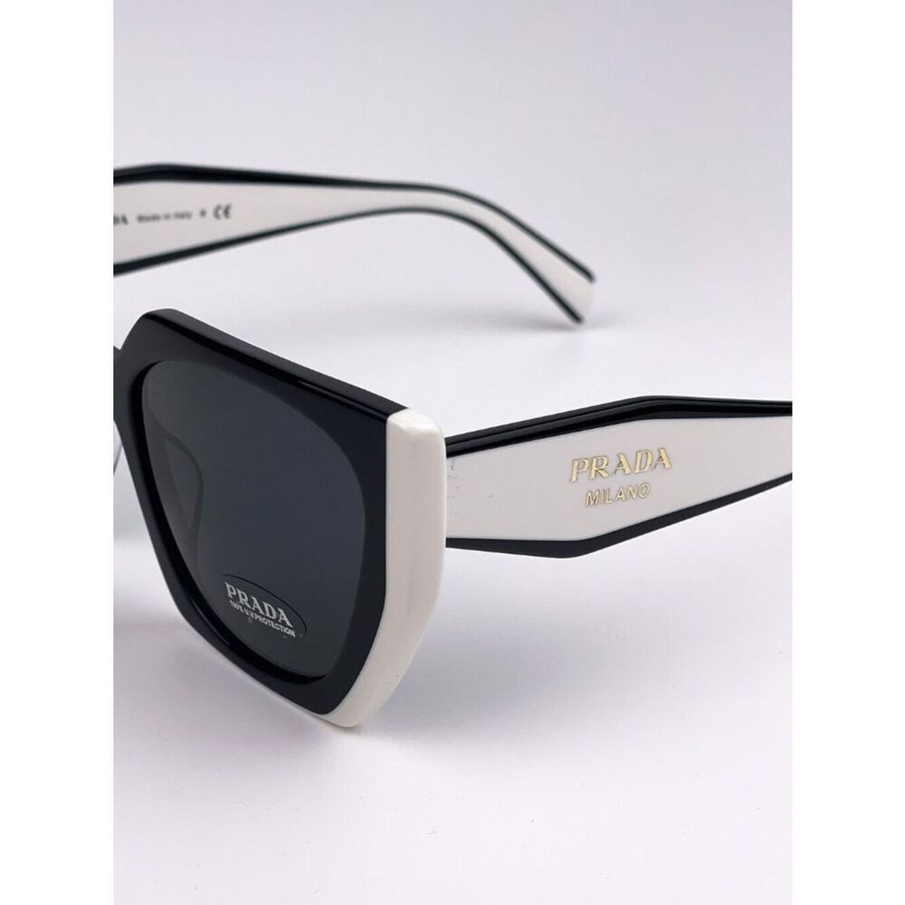 NEW Prada  PR15WS 09Q5S0 Black White Dark Gray Square Women Sunglasses - Picture 5 of 13